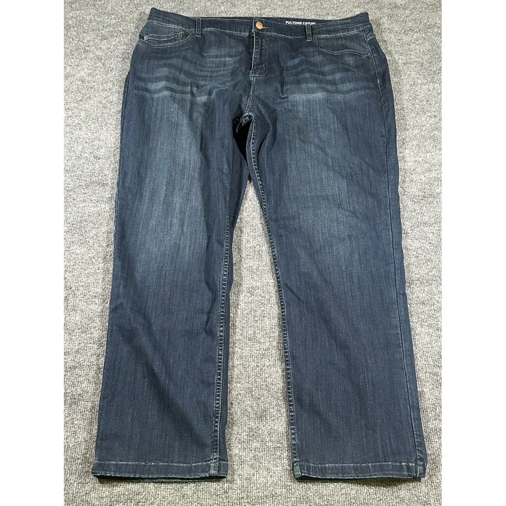 Mugsy Jeans Mens 44x30 Blue Fultons Straight Leg Dark Wash Stretch Denim